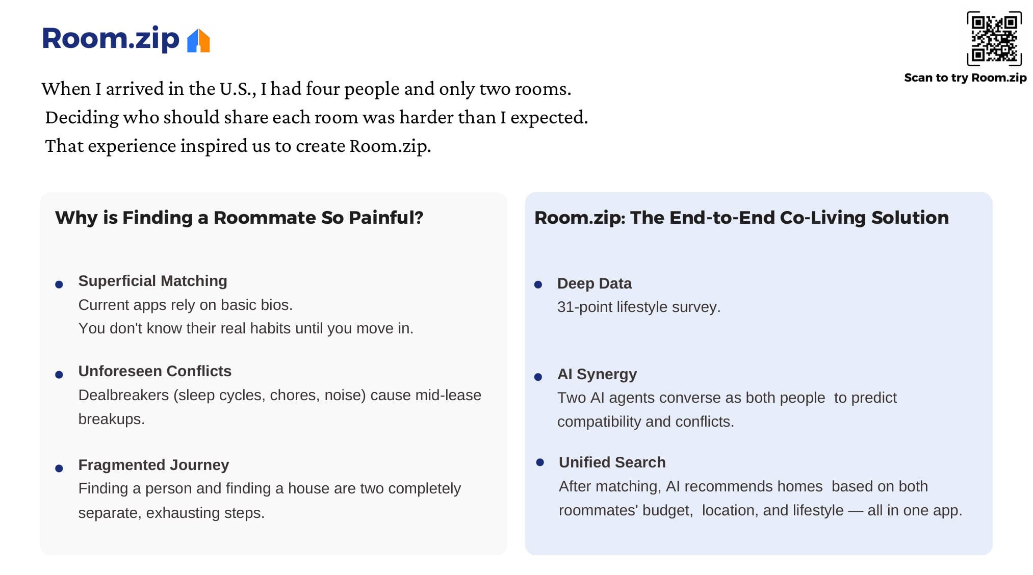 Room.zip — three product pillars